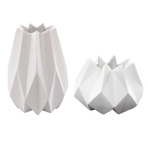 2er Set Kaiser Porzellanvasen POLYGONO STAR weiß H. 14 + 21,5cm Goebel - Bild 1 von 7