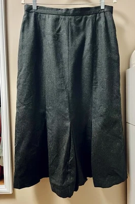 Christian Dior Vintage Wool Skirt Black USA 100% Wool Trumpet 14 Midi 1970s–80s - Image 1 of 4