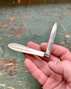 Antique 1869 Sheffield Silver And Pearl Fruit Pocket Knife -Hilliard & Thomason - Picture 1 of 20