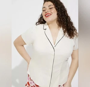 Nueva Camisa Torrid Retro Chic Challis Botón Delantero Talla 5x Cuello Tejido Top Nueva con Etiquetas - Imagen 1 de 9