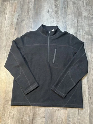 Ibex Men’s Merino Wool 1/2 Zip Sweater XL Made In USA Black New Zealand Wool B37 - Image 1 of 4