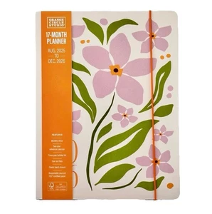 2026 Monthly Planner 17 mo. Planner Orange Circle Studio FLOWERS MARKET Beige - Picture 1 of 9