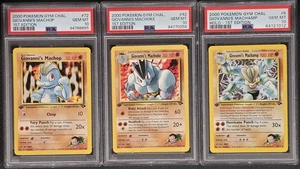 PSA 10 Giovanni's Machop/Machoke/Machamp 72 42 6 1st Edition Gym Challenge Trio - Picture 1 of 8