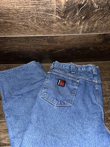 VTG Wrangler Riggs Workwear Jeans Men's Size 40x30 Dark Blue Lined Denim Pants - Picture 1 of 11