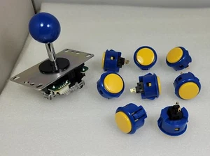 8 Stück Sanwa Original Buttons Mix Royal Blau Y & MB Joystick Videospiel Arcade - Bild 1 von 5