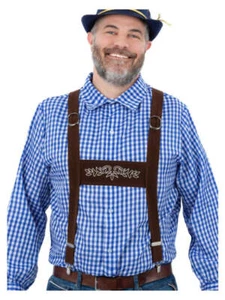 Lederhosen Braces Adults Fancy Dress Accessory Mens Oktoberfest Beer Festival - Bild 1 von 2