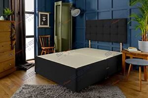 Sleep Factory's Luxury Divan Bed Base in Black Suede with York Headboard 5.0FT
