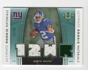 #D 43/50 GU JSY STEVE SMITH RC 2007 UD Ultimate Collection MATERIALES NY Giants - Imagen 1 de 2