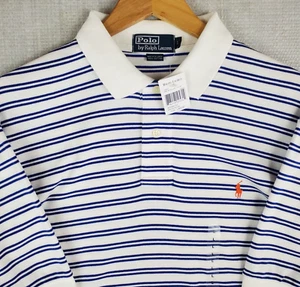 NEW Deadstock POLO RALPH LAUREN Size Large Blue/White Soft Cotton Polo Shirt - Picture 1 of 17
