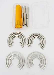 Clock Mainspring FLAT AND ROUND Clamps with Mainspring Let Down Tool Combo Set - Picture 1 of 2
