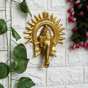 Colgante de Pared Ganesha Decorativo Sol Metal Dorado | Arte de Pared Estatua Señor Ganesha - Imagen 1 de 5