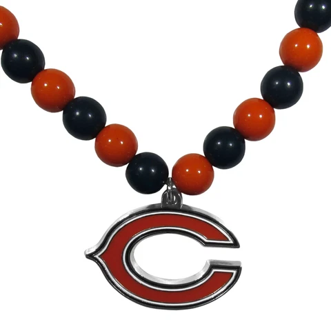 Chicago Bears Fan Bead Necklace w/ Team Logo - NFL Football Cover