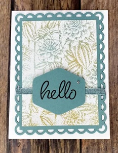 Stampin Up Card Kit Hello Any Occasion Stippled Roses Lost Lagoon 4 Cards - Picture 1 of 2