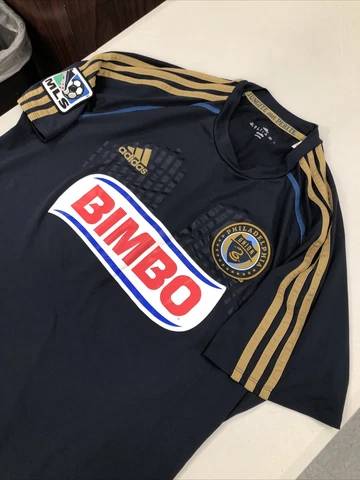 Adidas 3 Stripe Authentic MLS PHILADELPHIA UNION TEAM JERSEY NAVY Size Medium Cover