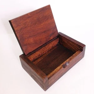 Box Wooden Trinket Storage Keepsake Jewelry Name Card Holder Gift Handmade Wood - Picture 1 of 7