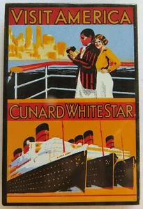 CUNARD WHITE STAR Fridge Magnet 2-1/2" Enamel Metal - Foto 1 di 3
