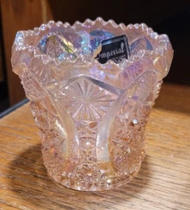 Soporte para palillo de dientes Lenox Imperial de vidrio rosa iridiscente arco Hobstar - Imagen 1 de 4