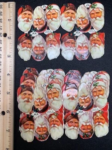 Vintage Papier Weihnachtsmann geprägt Lot 19 Teile England Nr.874 gestanzt Weihnachten Basteln - Bild 1 von 6