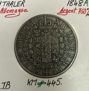 ALLEMAGNE - 1 THALER (1848 A) Pièce de Monnaie en Argent // Qualité : TB - Picture 1 of 2