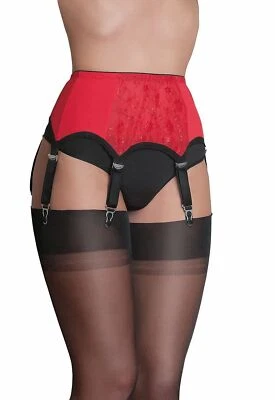 Garter Belt For Nylon Stockings Adjustable 6 Strap Metal Clips Retro Style NDL01 - Image 1 of 4