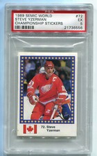 1989 89 Swedish Semic World Championship Stickers 72 Steve Yzerman PSA 5 EX card
