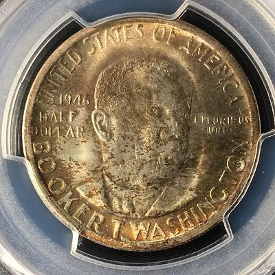 1946-S 50C Booker T. Washington Commemorative Half PCGS MS66       83491097 - Image 1 of 4