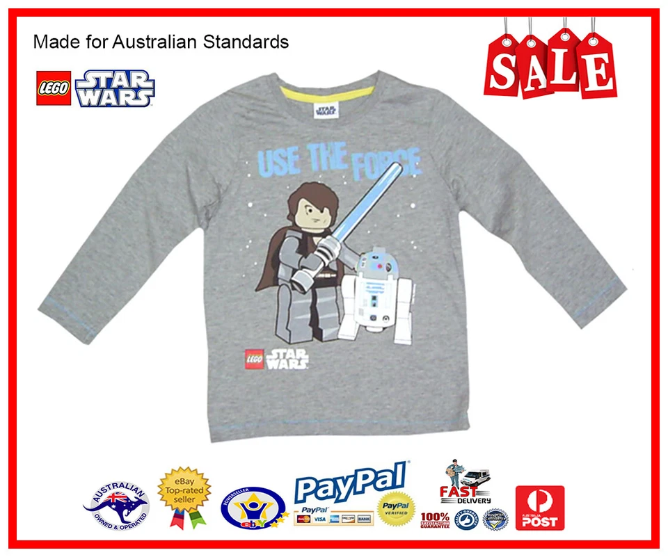 **GENUINE AUS LICENSED-Kids Boys Lego Star Wars Long Sleeve Tee Top-SALE - Image 1 of 2