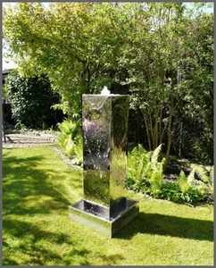 kleine Mängel - 120 cm EDELSTAHL Brunnen/Säule KUBUS LED Licht matt gebürstet - Bild 1 von 7