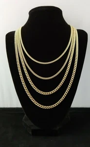 Yellow Gold Miami Cuban Chain Necklace and Bracelet 3mm, 4.2mm Real 10K Gold - Picture 1 of 9