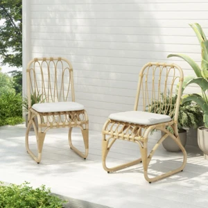 Outdoor PE Wicker Dining Chairs Set of 2 w/ Washable Cushion - Patio Garden - Picture 1 of 48