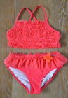 Hanna Andersson Girls Ruffle Two Piece Swimsuit in Coral Size 120/US 6-7 EUC