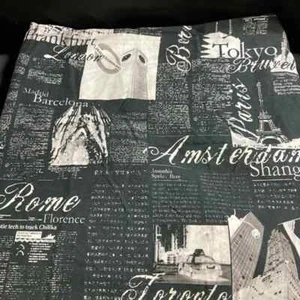 World Cities Black & White Print Cotton Throw Approximately 84" x 92" - Picture 1 of 2