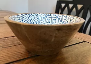 PALMERO House Designer 3” Bowl Blue White Wood - Picture 1 of 4
