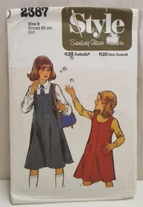 Vintage Style Sewing Pattern 2387 c1978 Cut Size 8 Child's & Girls' Pinafore - Picture 1 of 4