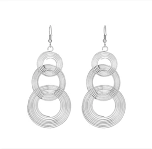 Triple Circle Stainless Steel Dangle Earrings - Picture 1 of 5