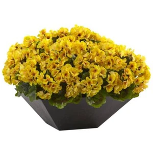 Nearly Natural Artificial Flower 15" Indoor/Outdoor Safe Geranium Plastic Yellow - Picture 1 of 3