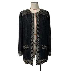 Vintage Niteline Damen Jacke Größe M schwarz silber Perlen Pailletten - Bild 1 von 5