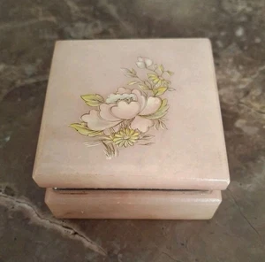 Vintage handgeschnitzte echte Alabaster Schmuckschatulle aufklappbar Italien - Bild 1 von 13