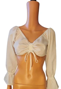h&m divided long sleeve crop top size medium white - Picture 1 of 4