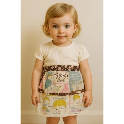 Delantal de libro de tela Eloise Wilkin 1958 vintage años 50 falda estampado bebé retazos Foto 1 de 4