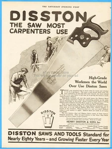 1919 Henry Disston Ad Philadelphia PA Hand Saw Vintage Tool Most Carpenters Use - Bild 1 von 1