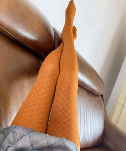 Retro Diamond Plaid Dark Fringe Women's Pantyhose, British Style Sexy 3D Pattern - Picture 1 of 25