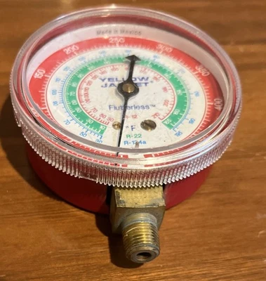 New Yellow Jacket 49001 R12 R22 R502 2-1/2” Red 0-500 PSI Refriger Gauge SO6 - Image 1 of 2
