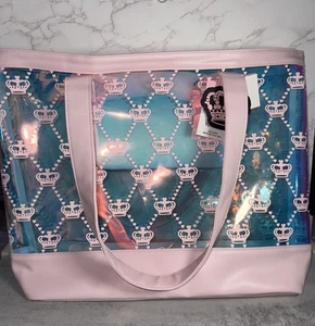 Juicy Couture XL Pink Crown Beach Tote with Bathing Suit Bag NWT - Picture 1 of 6