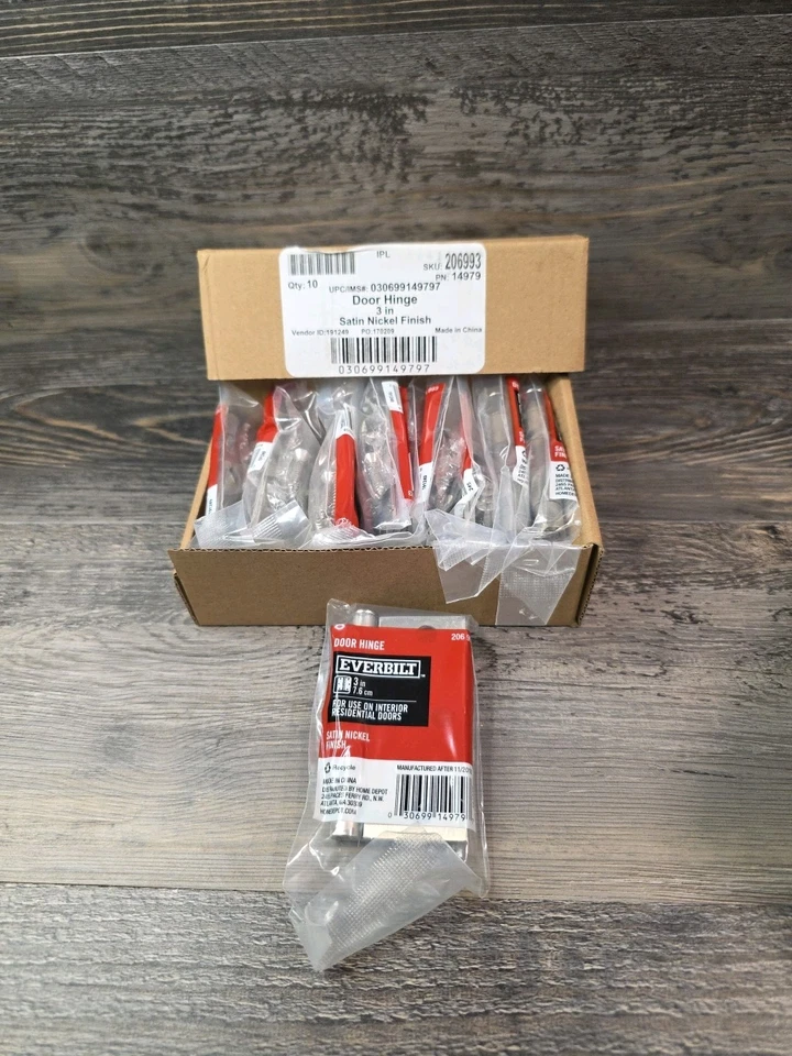 Everbilt 3 In. Satin Nickel Square Corner Door Hinge