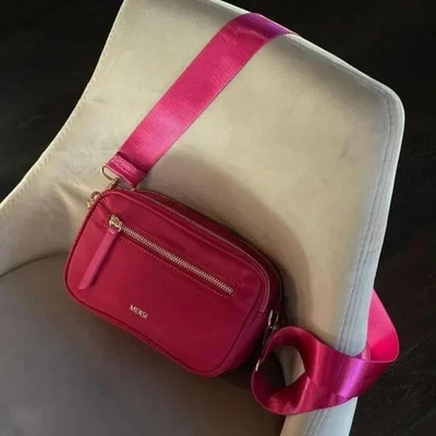 MERSI June Nylon Crossbody Bag in Magenta with Gold Hardware - Image 1 of 4