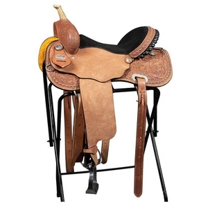 15 In Hilason Barrel Racing Trail Pleasure Horse Saddle Genuine Leather Tan - Picture 1 of 8