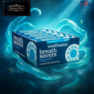 BREATHSAVERS BREATH SAVERS Peppermint Sugar Free Breath Mints Rolls 0.75 oz 24 ct BB 12-2026