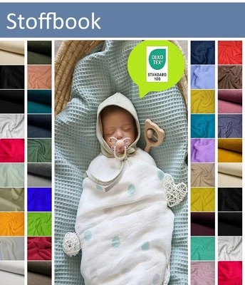 STOFFBOOK WALKFROTTEE WAFFELPIQUE CLOQUE STOFFE METERWARE ~34 FARBEN #SG16 - Bild 1 von 4