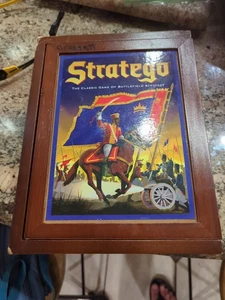 Vintage Game Collection Stratego Board Game Wooden Box Bookshelf 2009 Complete - Picture 1 of 5